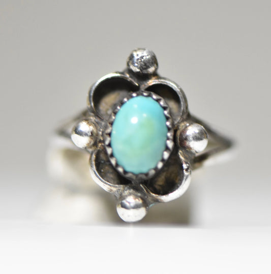 Turquoise ring southwest baby pinky Navajo sterling silver women