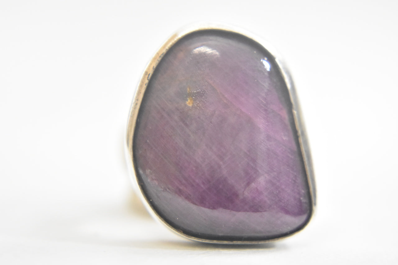 Ruby ring oblong bulky sterling silver boho women size 6.75