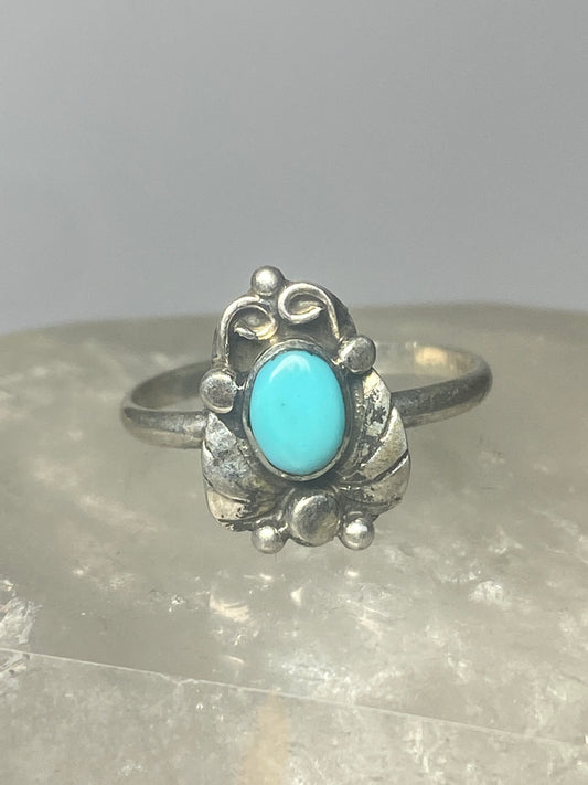 Turquoise ring leaves band southwest sterling silver women girls o