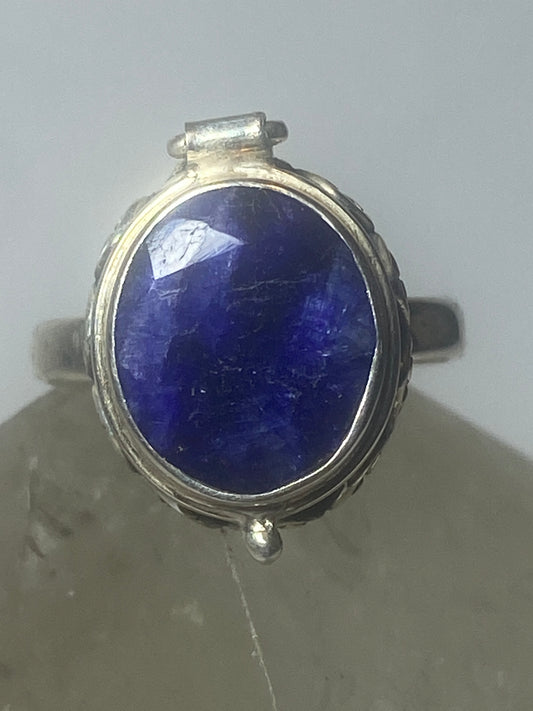 Poison ring boho blue stone band sterling silver women girls