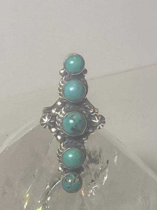 Long Turquoise Ring southwest sterling silver women girl