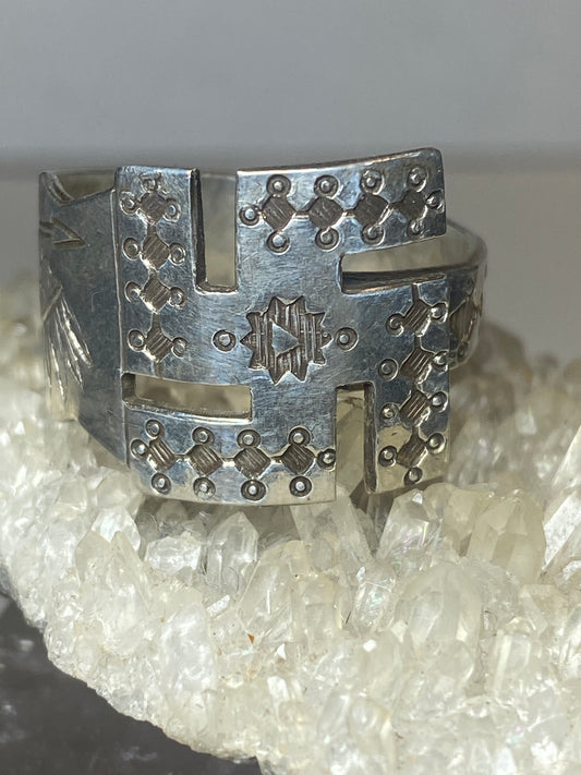 Whirling Logs ring spoon tribal spoon band sterling silver men