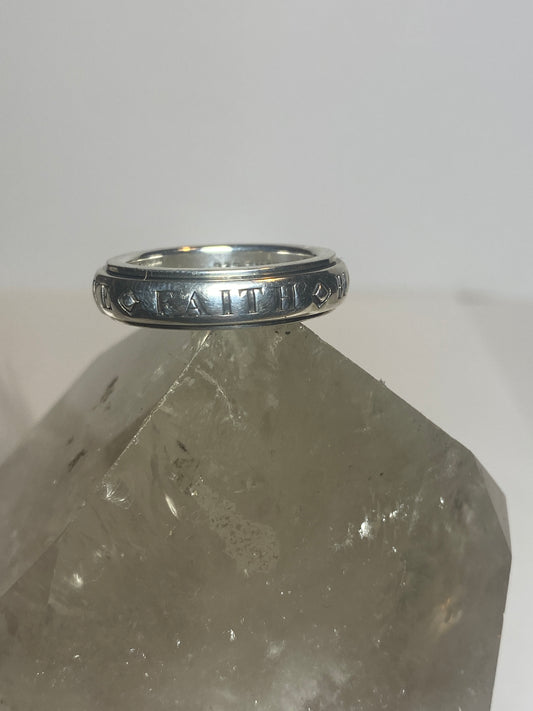 Hope Faith ring spinner band peace love sterling silver women