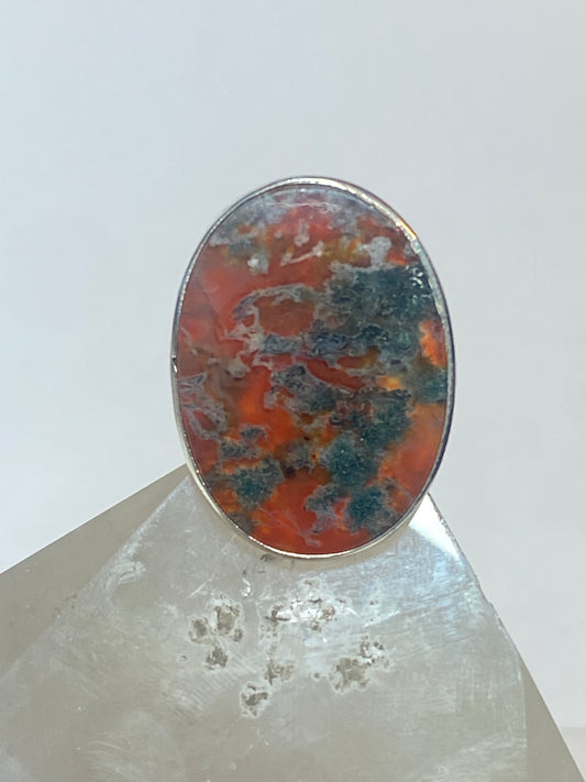 Agate ring southwest sterling silver women