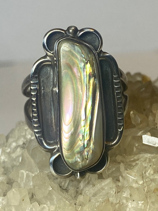 Long Abalone ring southwest sterling silver women girl