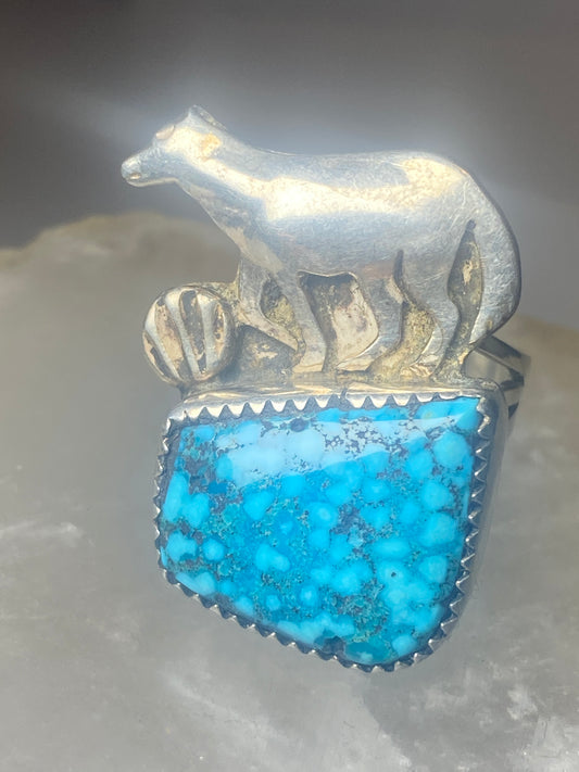 Turquoise ring wolf coyote southwest sterling silver women girls