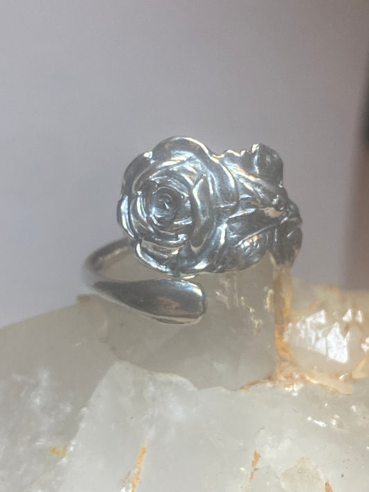 Rose spoon ring flower rose floral band sterling silver women girls g