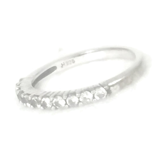 Vintage CZ Crystal Ring Stacker Cocktail Eternity Sterling Silver Size 6.50