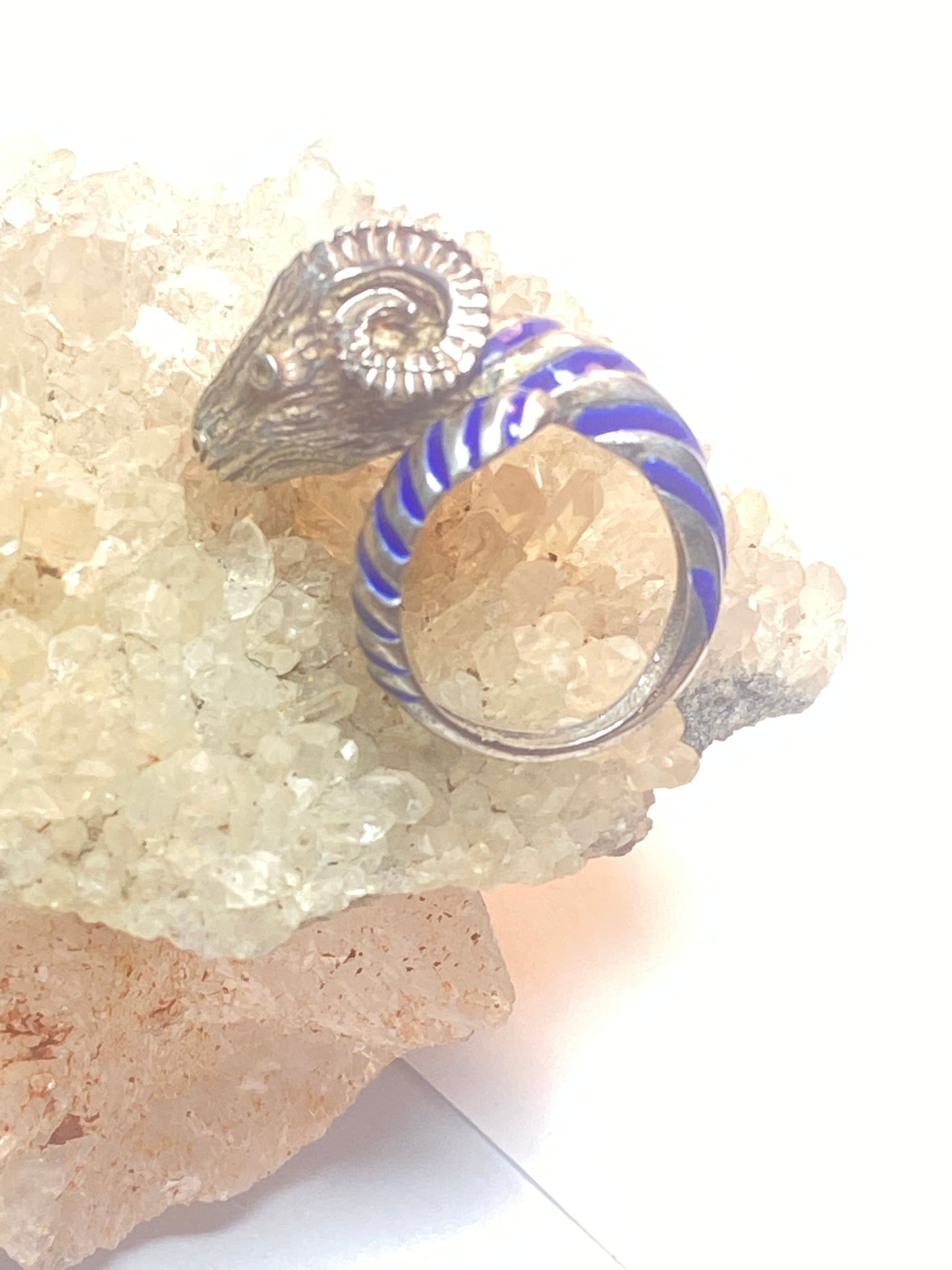 Ram ring size 5 horns band pinky sterling silver women