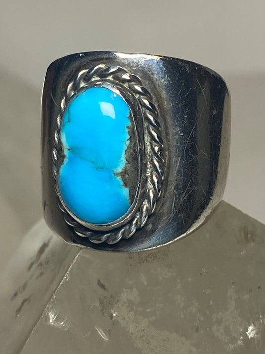 Turquoise ring cigar band Navajo sterling silver women girls