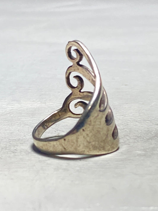 Fork ring long swirl band pinky knuckle sterling silver women girls