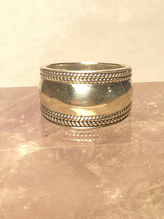 Wide ring size 6.75 cigar band sterling silver women men