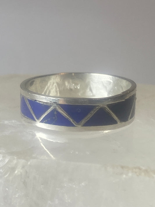 Blue lapis band ring size 9.50 Navajo southwest sterling silver women b