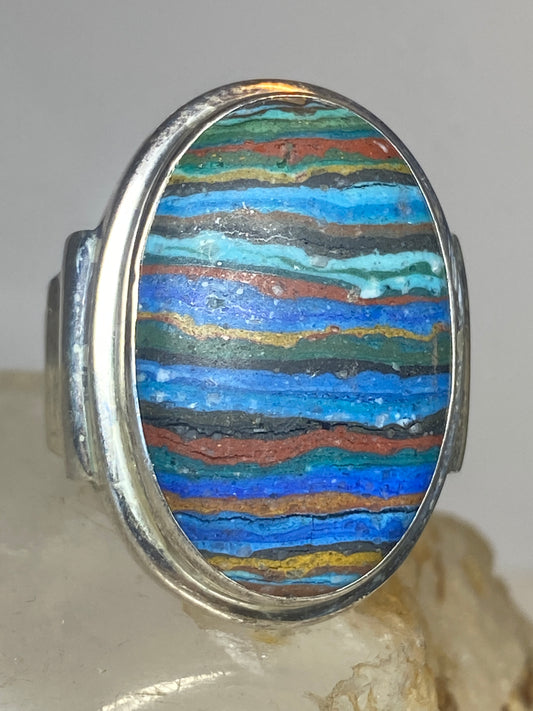 Rainbow Casilica ring size 12.25 southwest band sterling silver men
