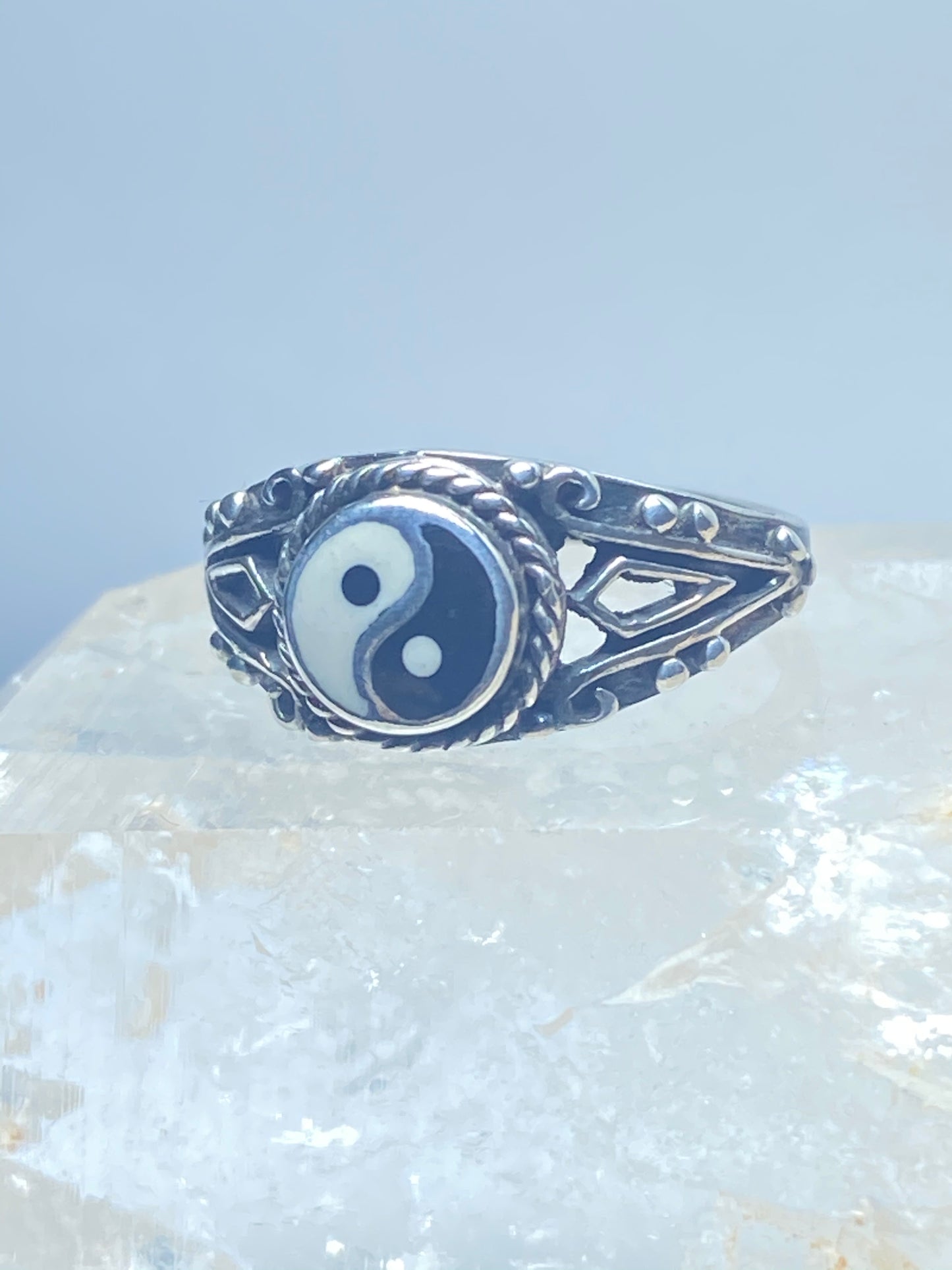 Yin Yang ring pinky band sterling silver women girls