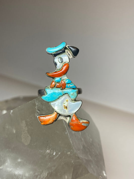 Donald Duck ring southwest Zuni sterling silver women girls