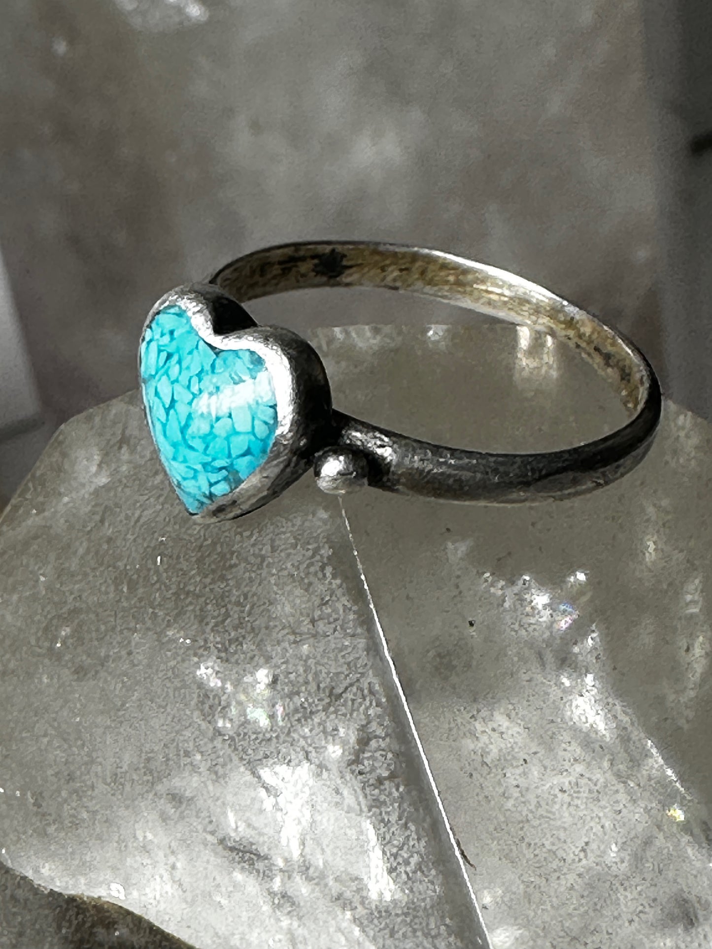 Heart ring turquoise Love Valemtine band size 6.75 sterling silver women