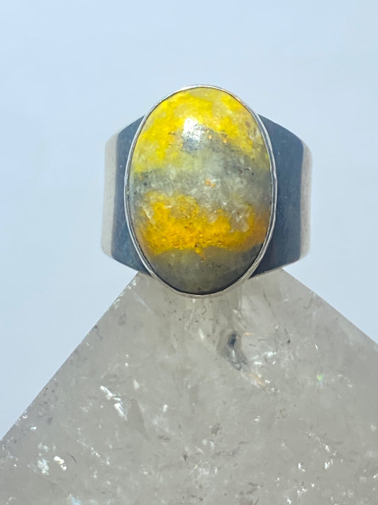 Bumblebee jasper ring size 7.50 cigar band sterling silver women girls