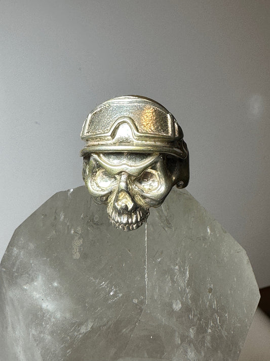 Skull ring size 10.25 biker band cast ring sterling silver from Ukraine