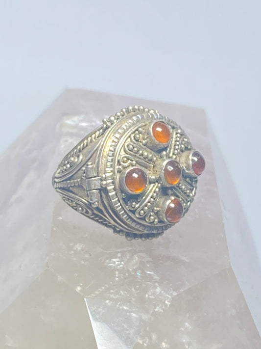 Poison ring amber sterling silver pinky women