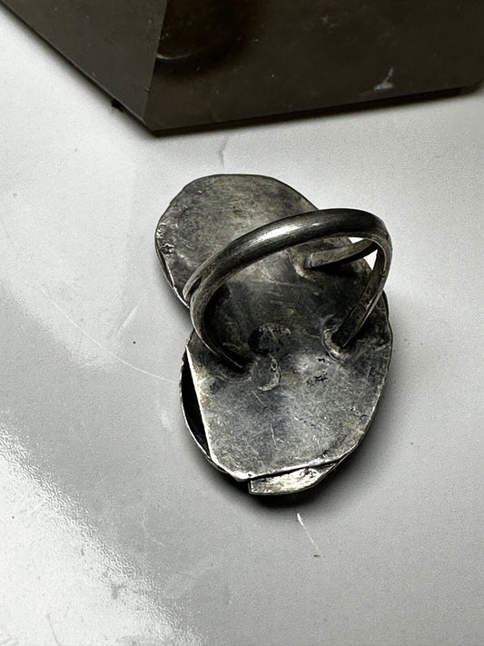 Navajo ring turquoise coral size 5.50 sterling silver women