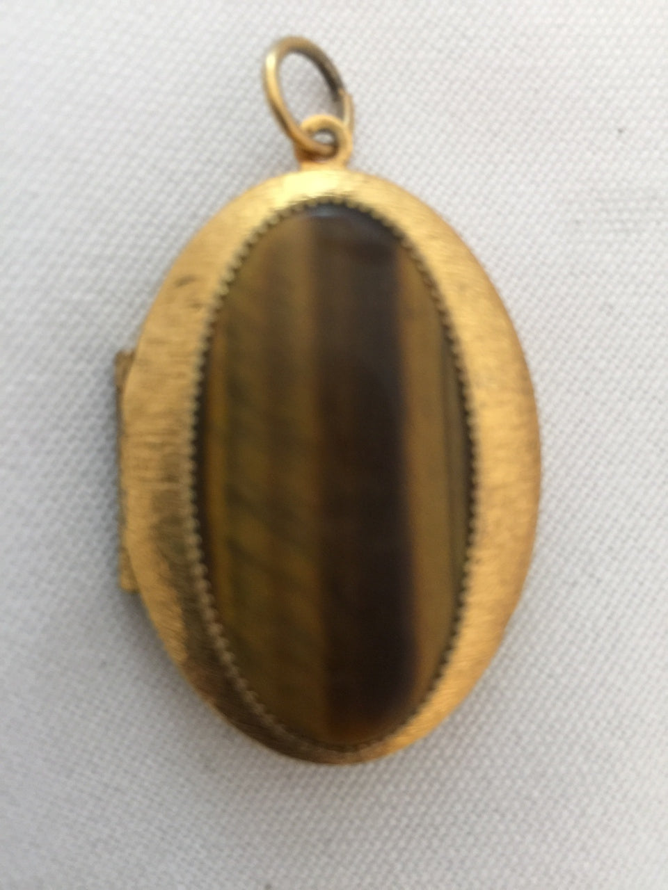 Vintage Oval Locket with Large Tiger Eye Stone