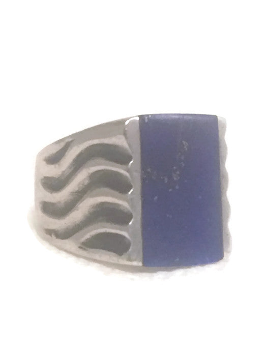 Blue Lapis Ring Vintage Sterling Silver Size 5.75