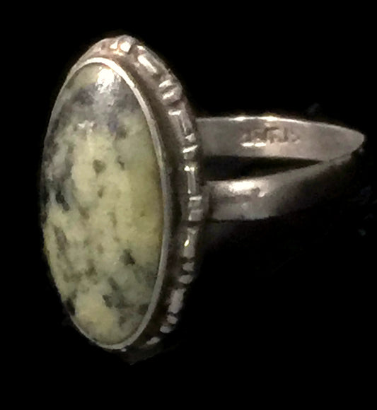 Green Agate Ring Southwest Sterling Silver Size 7.25
