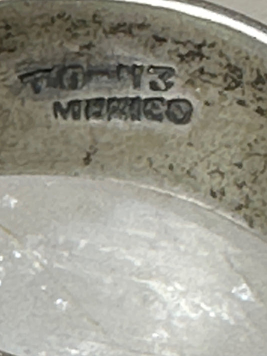 Love ring size 13.25 Peace Wedding Mexico Vintage band sterling silver men