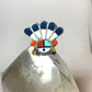 Sun face ring coral turquoise onyx Zuni pinky sterling silver women girls