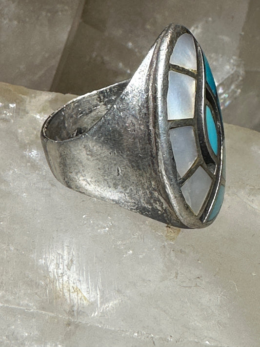 Herringbone ring Zuni turquoise MOP size 10.75 sterling silver women men