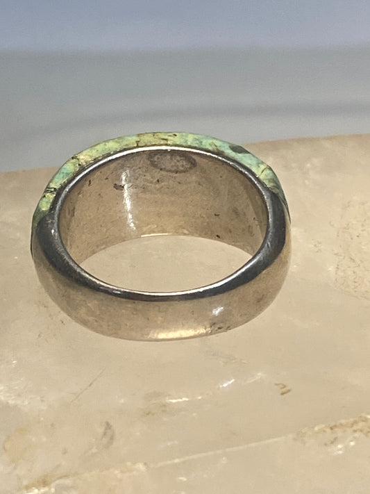 Green quartz? ring faceted band sterling silver women girls
