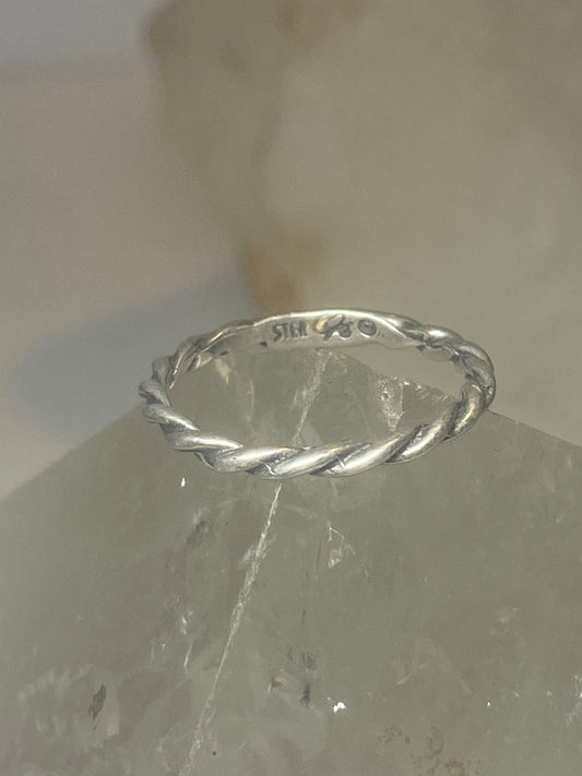 Stacker ring southwest rope band signed Pollack pinky sterling silver women girls