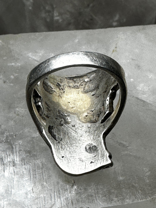 Lady Face ring with flower Art Deco style size 6 sterling silver women girls