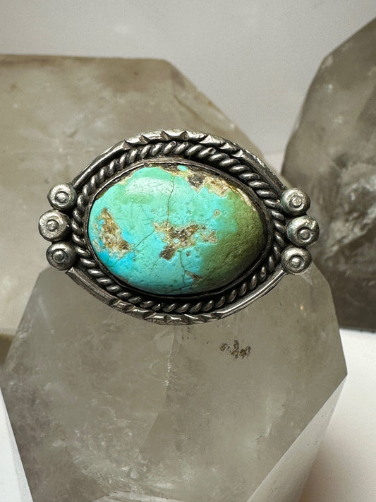 Turquoise ring size 7.50 adj southwest sterling silver women