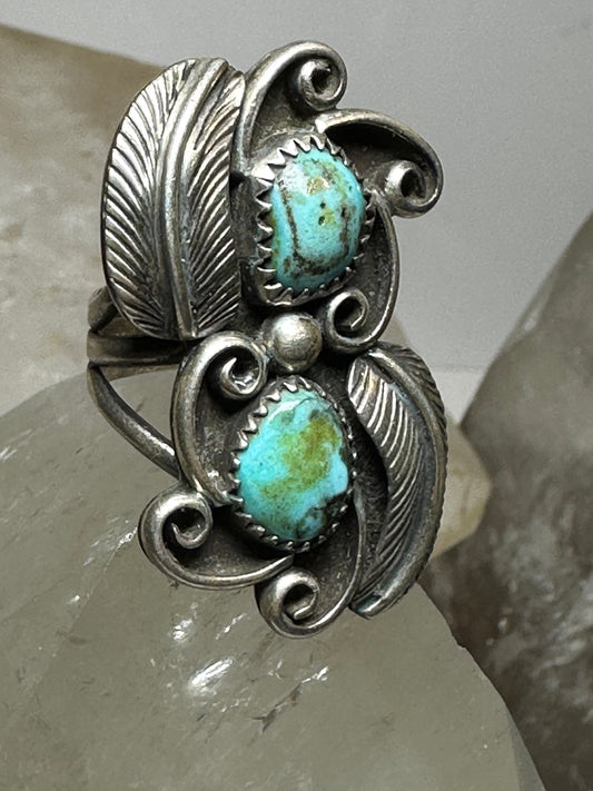 Turquoise ring size 5.75 Navajo long southwest sterling silver women
