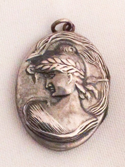 Roman Greco Classical Figure Locket Sterling Silver Vintage