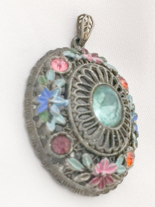 Vintage Flowers Crystal Pendant from Germany around the 1940's