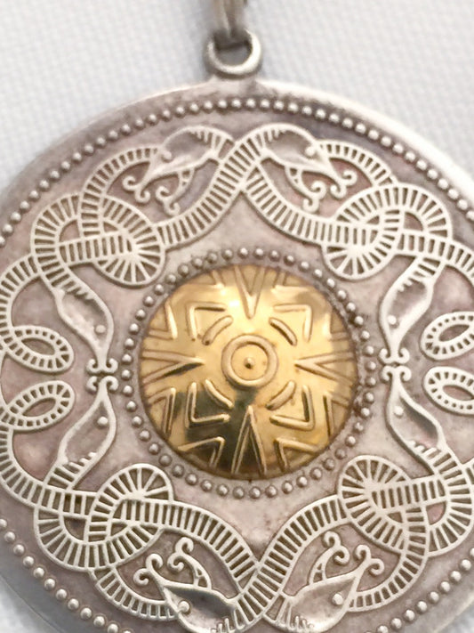 Double Snakes Pendant Sterling Silver Vintage Mexico