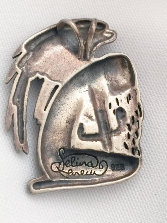 Woman Pendant with Wings Angel by Selina Crew Vintage Sterling Silver
