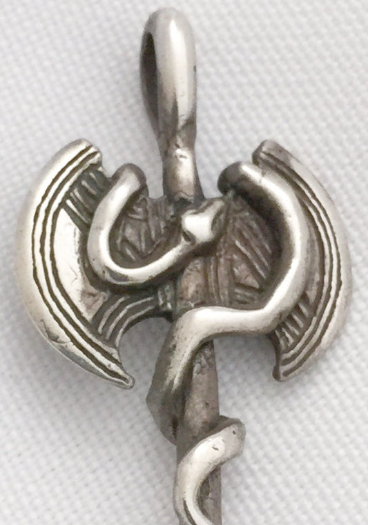 Sterling Silver Vintage Pendant Double Sided Sword with Snake