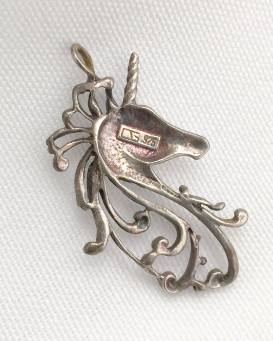 Sterling Silver Vintage Unicorn Pendant