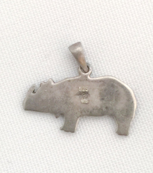 Rhinoceros Charm Sterling Silver Vintage