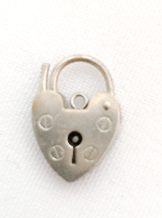 Lock that Opens Closes Charm Sterling Silver Vintage Heart
