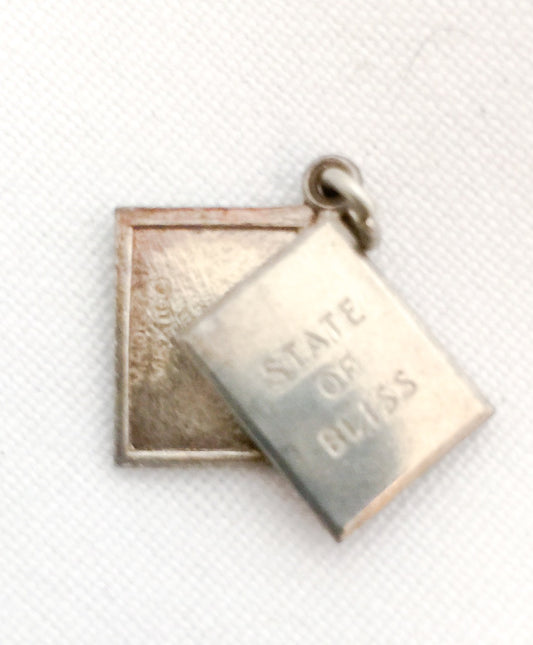 Marriage Wedding License State of Bliss Locket Charm Sterling Silver Vintage