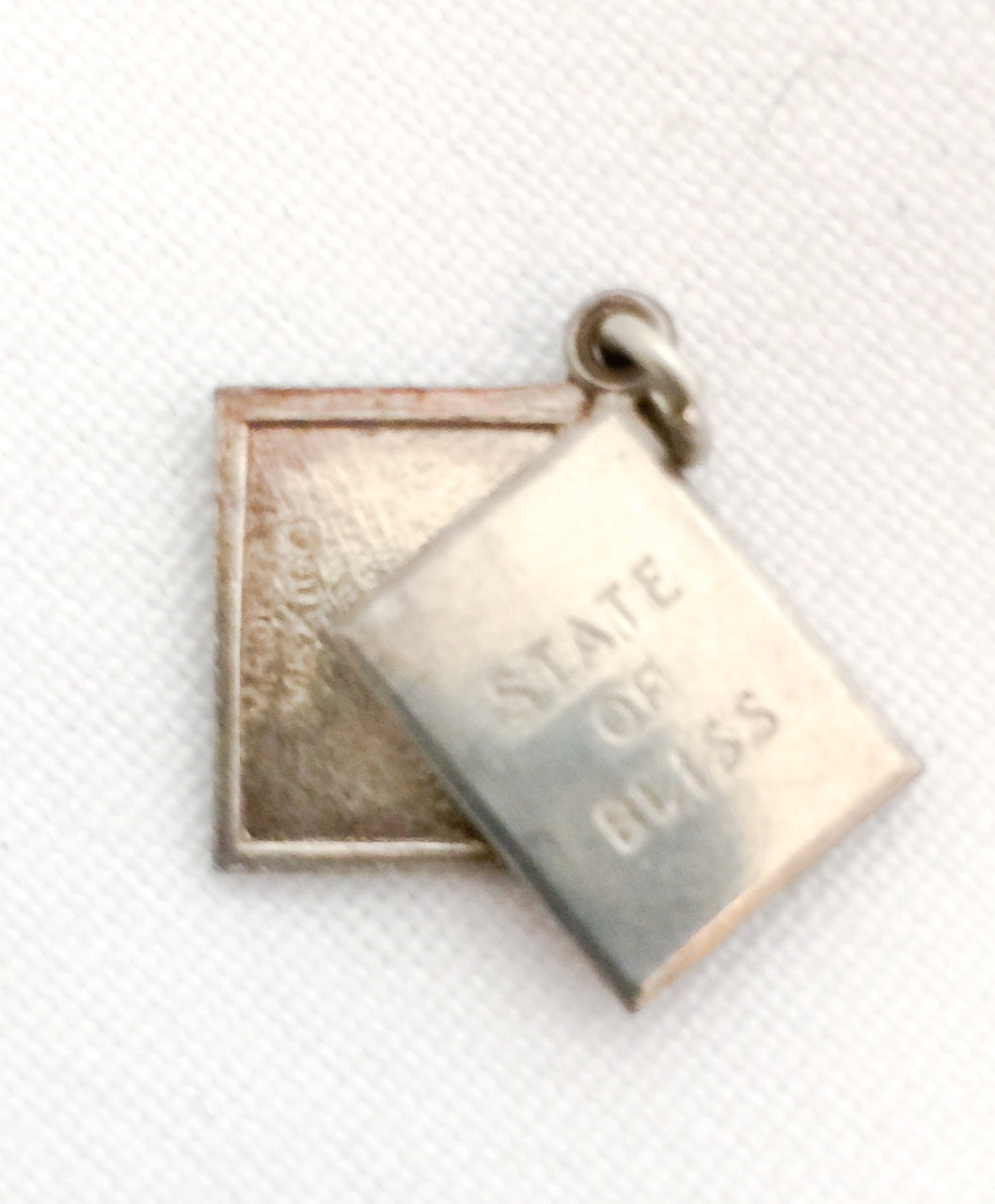 Marriage Wedding  License State of Bliss  Locket Charm Sterling Silver Vintage