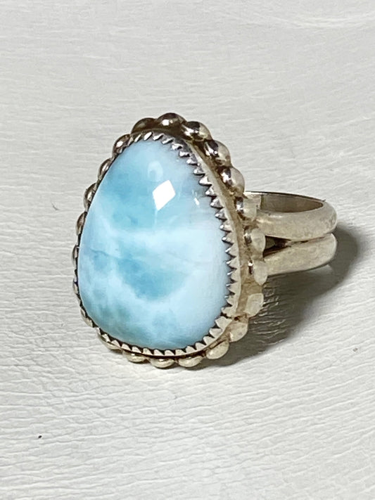 Larimar ring teardrop sterling silver women girls