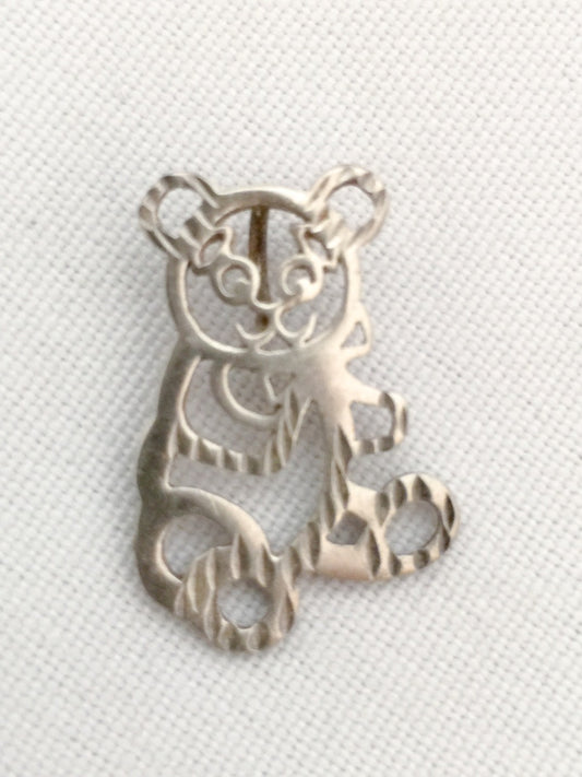Bear Charm or Small Pendant Sterling Silver Vintage