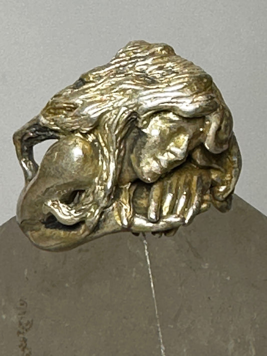 Face ring size 6 figurative band sterling silver women