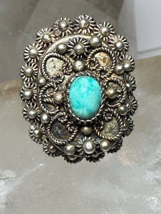 Boho poison ring size 8.50 floral band sterling silver women